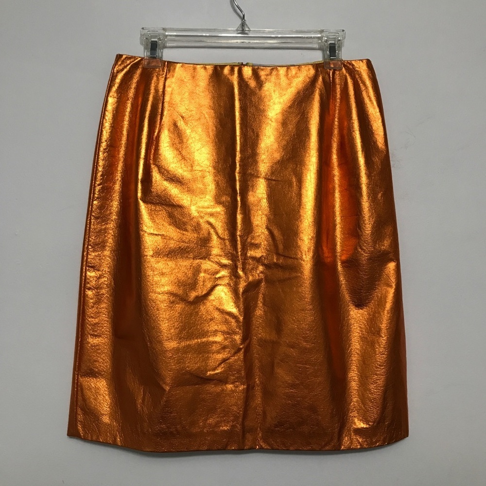 Palmer//Harding Metallic Orange Foil Leather Skirt